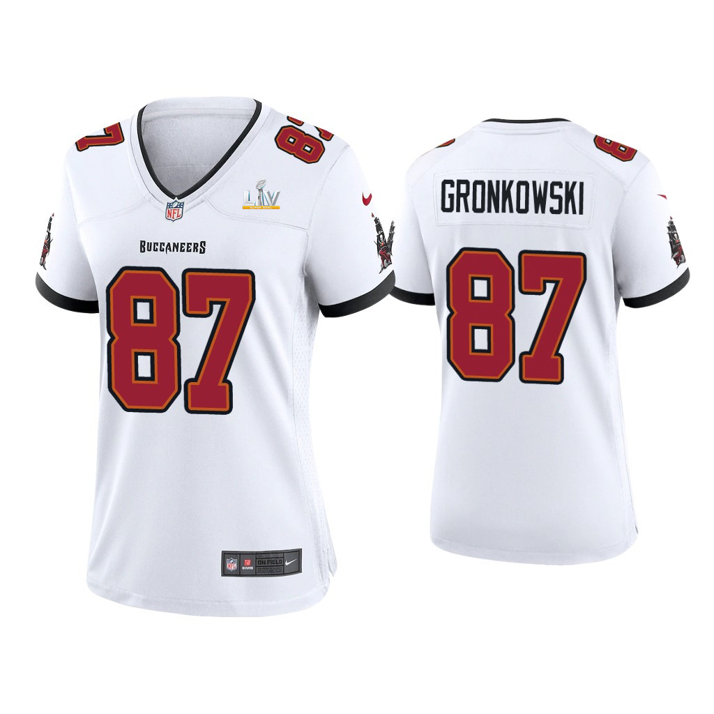 Women's Tampa Bay Buccaneers #87 Rob Gronkowski White NFL 2021 Super Bowl LV Limited Stitched Jersey(Run Small)